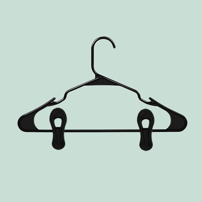 Black Hanger Clips 30 PCS, Plastic Hangers Clips Perfect for Plastic Velvet Hangers, Multi-Purpose Clothes Pins Finger Clip for Skirt Pants Hanger
