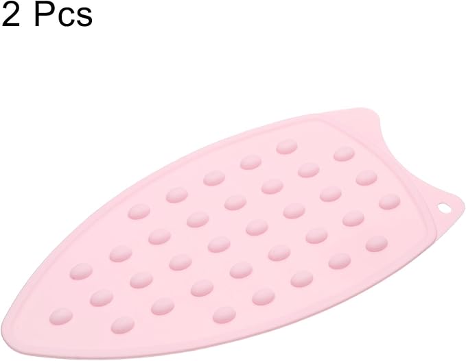 HARFINGTON 2pcs Silicone Iron Rest Pad, Multipurpose Iron Hot Resistant Mat Iron Rest Plate for Ironing Board Hot Heat Resistant Steam Compact Mat, Pale Pink
