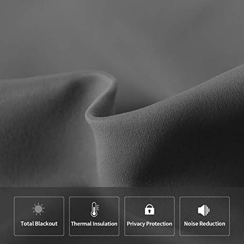 DWCN French Door Curtain - Rod Pocket Thermal Blackout Panel for Doors With Glass Window, Kitchen and Patio - Privacy, 12 X 72 Inches Long, 1 Panel With Tieback, Dark Grey