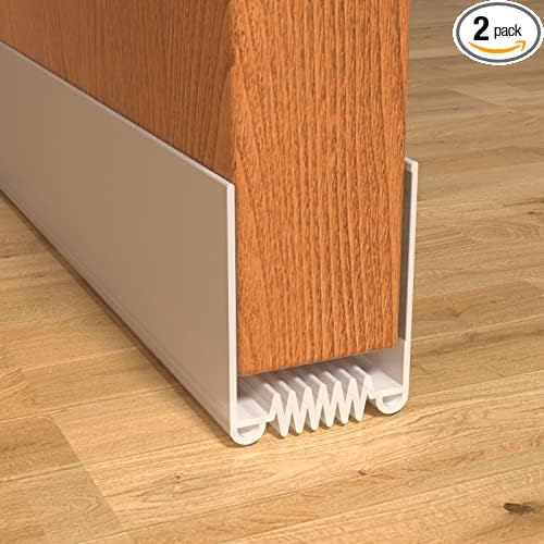 Weather Stripping Door Seal, 39' Length Cuttable, Strong Adhesive Door Sweep for Exterior and Interior Doors (2, White)