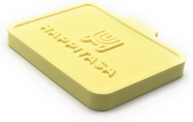 Happitasa Silicone Soap Dish Tray and Sponge Holder with Drain Chute, Pack of 2 | Bathroom and Kitchen Sink Organizer Caddy (Pale Yellow, 5.2"x4", 7.2 Ounces)