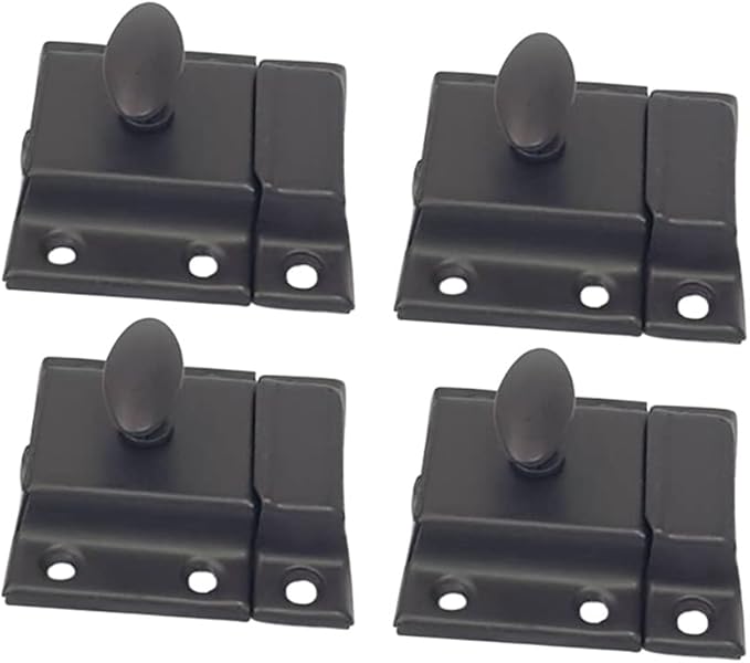 QCAA Oval Turn Cabinet Latch, for Cupboard & Other Furniture, Small, ORB Oil Rubbed Bronze Coated Finish, 4 Pack, Made in Taiwan