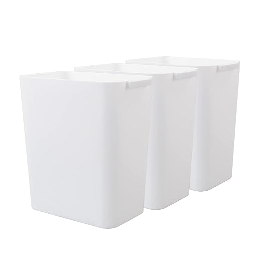 3-Pack 4.5 Gallon Trash Can Wastebasket, Garbage Container Bin, White
