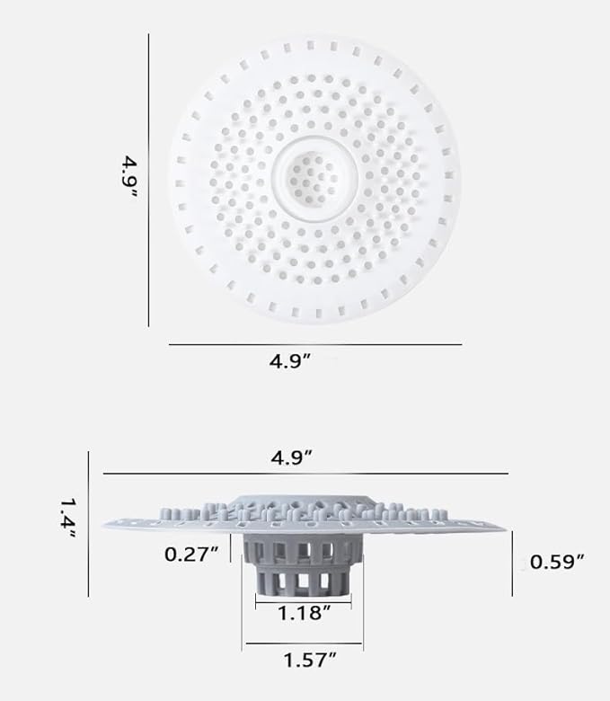 Drain Hair Catcher, Silicone Bathtub Drain Protector 2 Packs(White/Gray, Round)