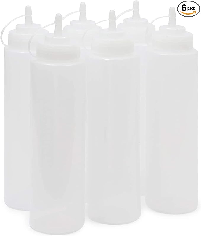 Juvale Condiment Squeeze Bottles for Sauces & Dressings - 29 Oz Clear Plastic 6-Pack - Leak-Proof Durable Dispenser Bottles for Liquids - Commercial Plastic Oil & Salad Dressing Dispenser