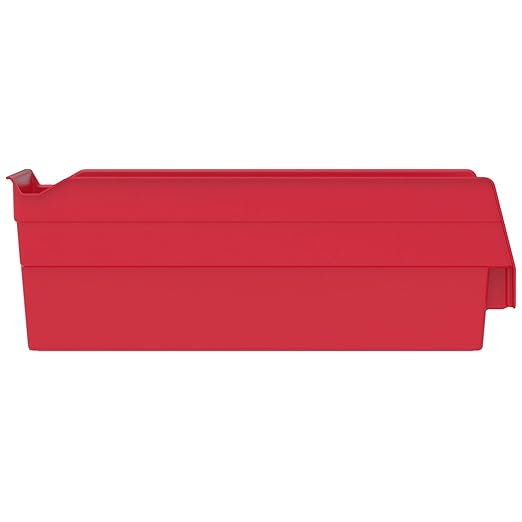 Akro-Mils 30120 Plastic Shelf Bins, Heavy Duty Storage Bins for Garage, Closet, and Drawer Organization, 12-Inch x 4-Inch x 4-Inch, Red, 24-Pack