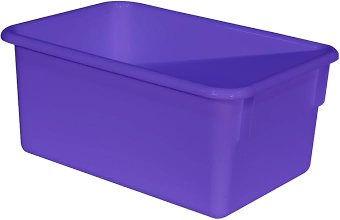 Wood Designs Cubby Storage Bin, Heavy Duty Plastic Containers for Kids Purple Cubby Tray Set of 30