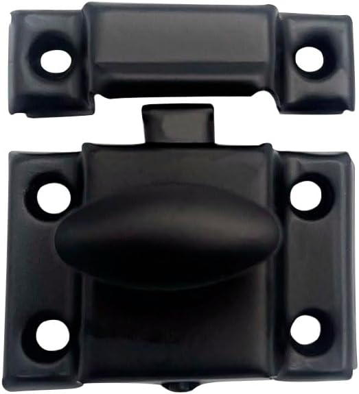 QCAA Oval Turn Cabinet Latch, for Cupboard & Other Furniture, Small, Matte Black, 8 Pack