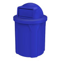 42 Gallon Round100% Recycled Plastic Heavy Duty Outdoo Trash Can with Push Lid and Internal Liner - Great for Schools and Businesses - Blue