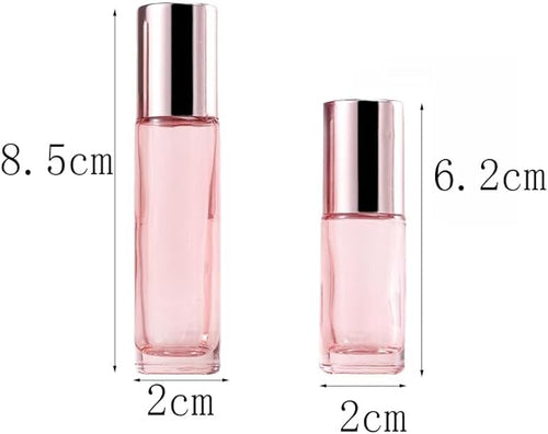 10 Pack Glass Essential Oil Roller Bottles,5ml Pink Roller Bottles with Stainless Steel Roller Balls,Refillable Massage Roller Bottle Perfume Bottle for Travel