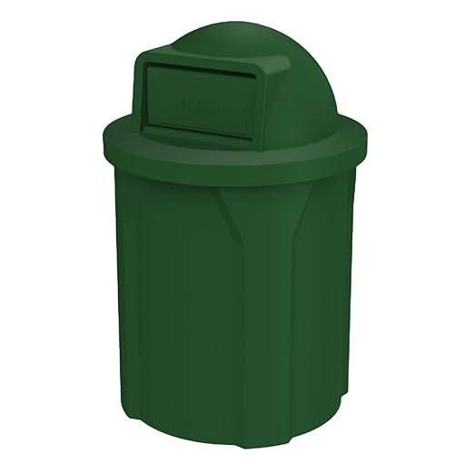 42 Gallon Circle 100% Recycled Plastic Heavy Duty Outdoor Commercial Trash Can with Push Open Dome Lid and Internal Liner - Great for Schools and Businesses - Green