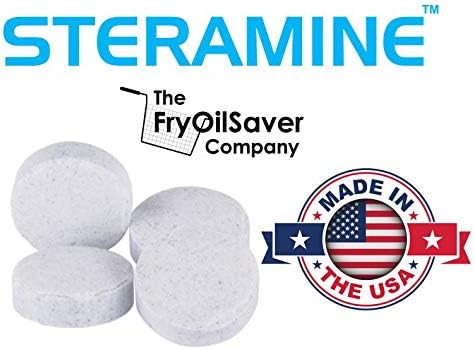 1 Bottle Steramine Sanitizer Tablets w/15x QT-10 Test Strips - Multi Purpose Steramine Sanitizing Tablets for Food Contact Surface, Kitchen, Restaurant, Food Service by FryOilSaver (150 Count)