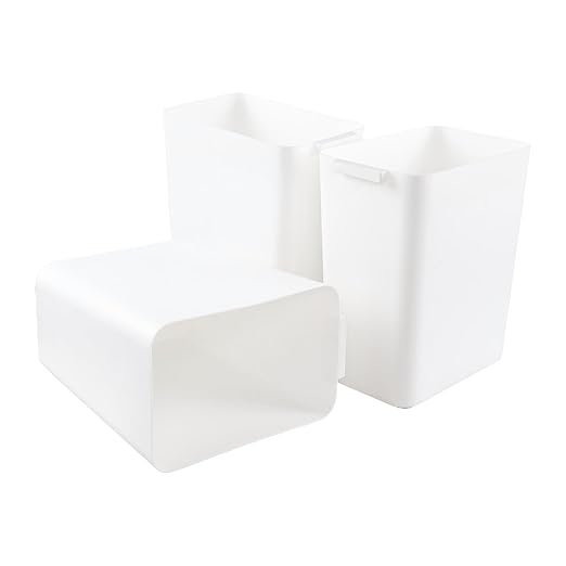 3-Pack 4.5 Gallon Plastic Rectangular Wastebasket, White Slim Trash Can