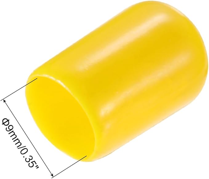 uxcell 20pcs Rubber End Caps 9mm ID Vinyl PVC Round Tube Bolt Cap Cover Screw Thread Protectors Yellow