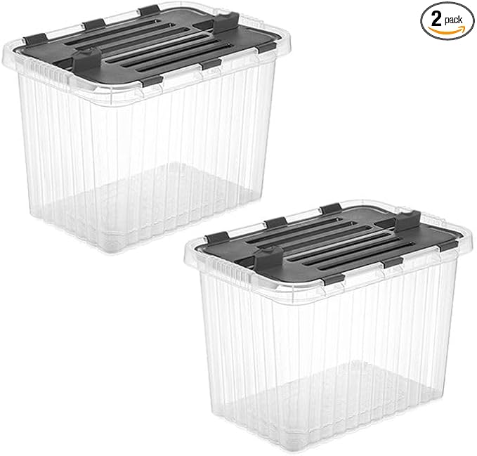Superio 26 L Deep Storage Container with Hinged Lid (2 Pack)