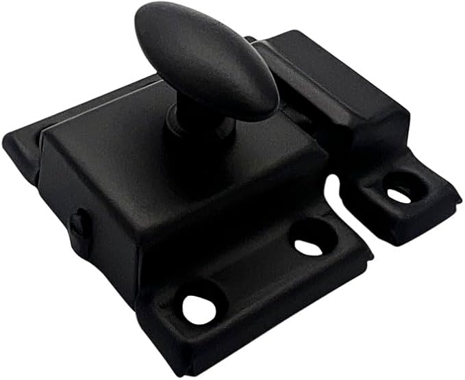 QCAA Oval Turn Cabinet Latch, for Cupboard & Other Furniture, Small, Matte Black, 1 Pack, Made in Taiwan