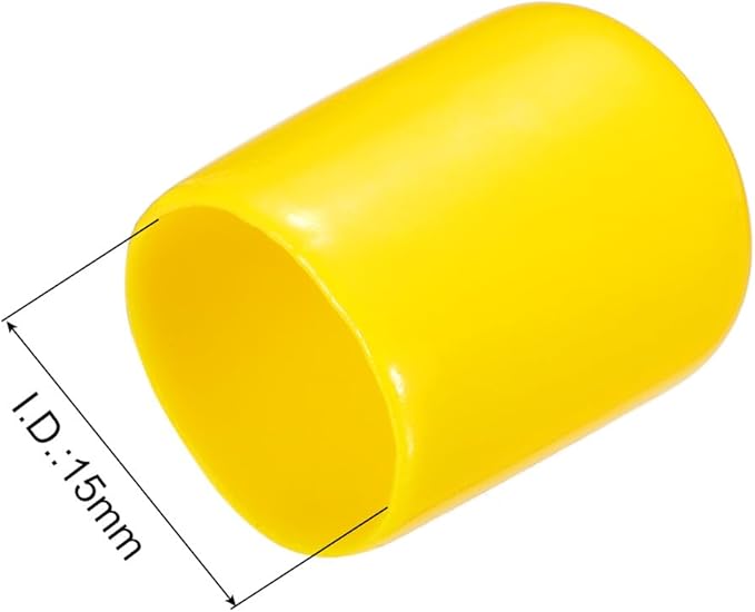 uxcell 20pcs Rubber End Caps 15mm ID Vinyl PVC Round Tube Bolt Cap Cover Screw Thread Protectors Yellow