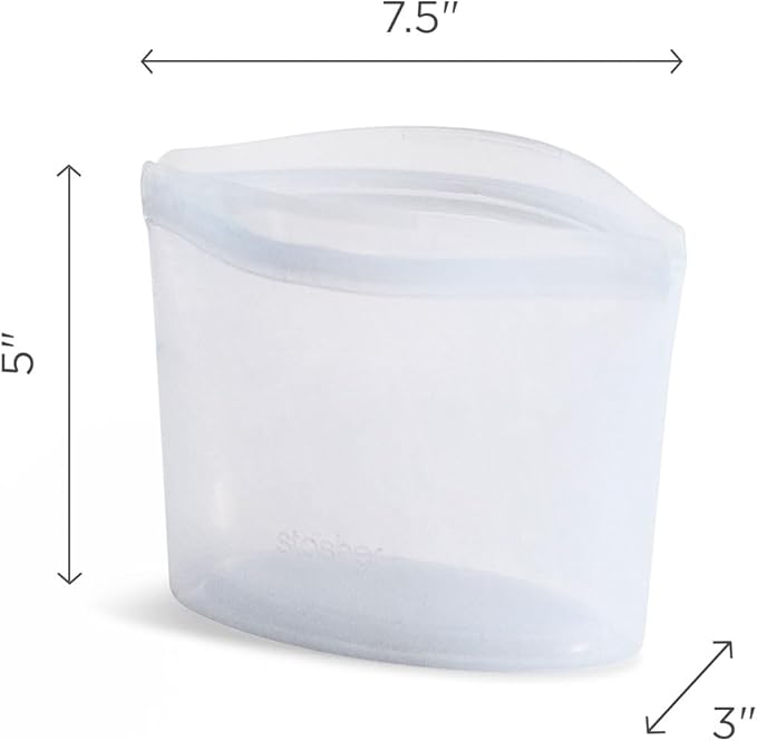 Stasher Premium Silicone Reusable Food Storage Bowl, 2-Cup, Clear, Microwave, Sous Vide, Dishwasher, Oven and Freezer Safe, Travel Container, BPA Free, Leak-free, Eco-friendly