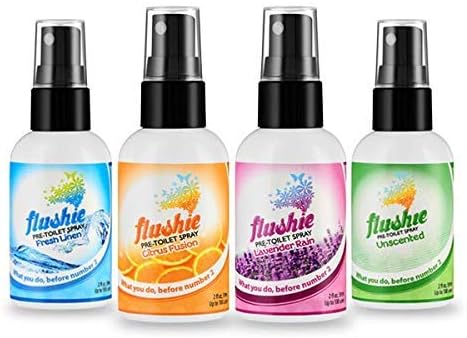 Flushie Pre-Toilet Spray for Poop Travel Size Toiletries Bathroom Spray for Poop Spray for Toilet Deodorizer Traveling Essentials Poop deodorizer Poop Odor eliminator 4oz (Unscented, 1 Pack)