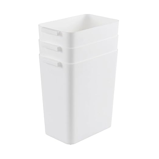 4.5 Gallon Plastic Wastebasket, Set of 3 Durable Open Top Garbage Can, Slim Trash Container Bin, White