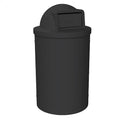 55 Gallon Circle 100% Recycled Plastic Heavy Duty Outdoor Trash Can with Push Open Dome Lid and Internal Liner - Black