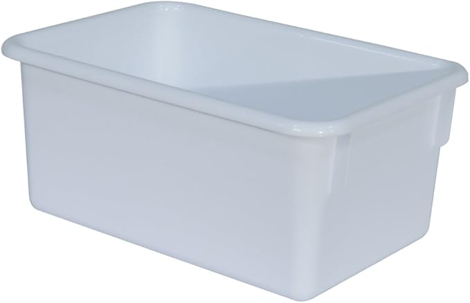 Wood Designs Cubby Storage Bin, Heavy Duty Plastic Containers for Kids White Cubby Tray Set of 20