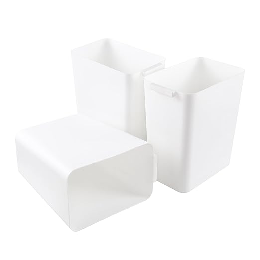 4.5 Gallon Deskside Plastic Wastebasket Rectangular, Open Garbage Container Basket for Office and Home, 3 Packs, White