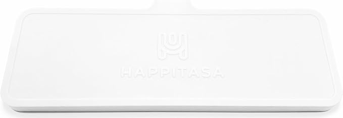 Happitasa Silicone Soap Dish Tray and Sponge Holder with Drain Chute | Bathroom and Kitchen Sink Organizer Caddy (White, 12"x4", 7.4 Ounces)