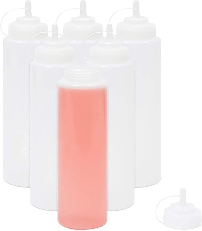 Juvale Condiment Squeeze Bottles for Sauces & Dressings - 29 Oz Clear Plastic 6-Pack - Leak-Proof Durable Dispenser Bottles for Liquids - Commercial Plastic Oil & Salad Dressing Dispenser