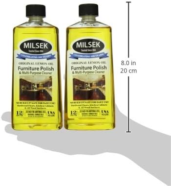 Milsek Furniture Polish and Wood Cleaner with Lemon Oil - Multipurpose Solution for Home Improvement from Hardwood Floors to Kitchen Cabinets - 12 Fl Oz (Pack of 12)