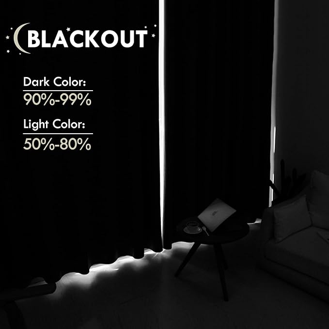 DWCN Blackout Curtains Thermal Insulated, Energy Saving & Noise Reducing Bedroom and Living Room Curtains, Ivory, W 38x L 45 Inch, Set of 2 Rod Pocket Curtain Panels