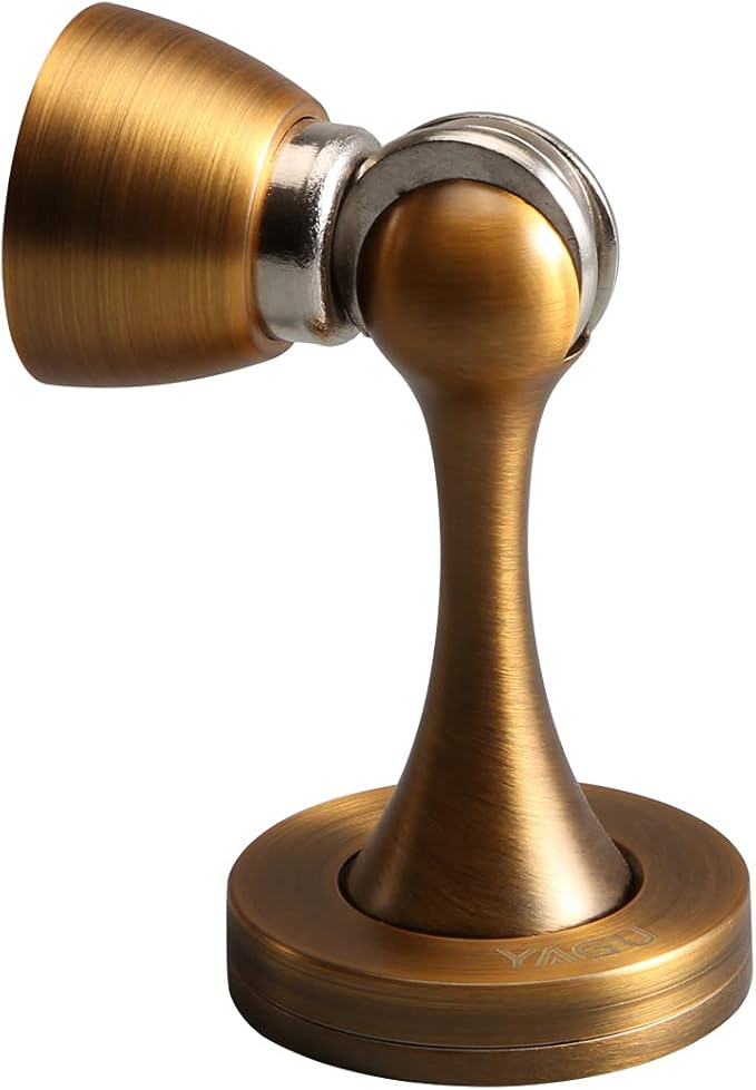 Door Stopper 6 Pack Magnetic Door Stops, Zinc Alloy Antique Brass Door Catch Door Holder Wall Floor Mounted, Metal Soft-Catch