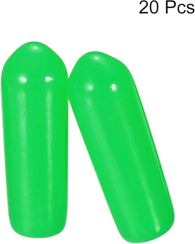 uxcell 20pcs Rubber End Caps 4mm ID Vinyl PVC Round Tube Bolt Cap Cover Screw Thread Protectors Green