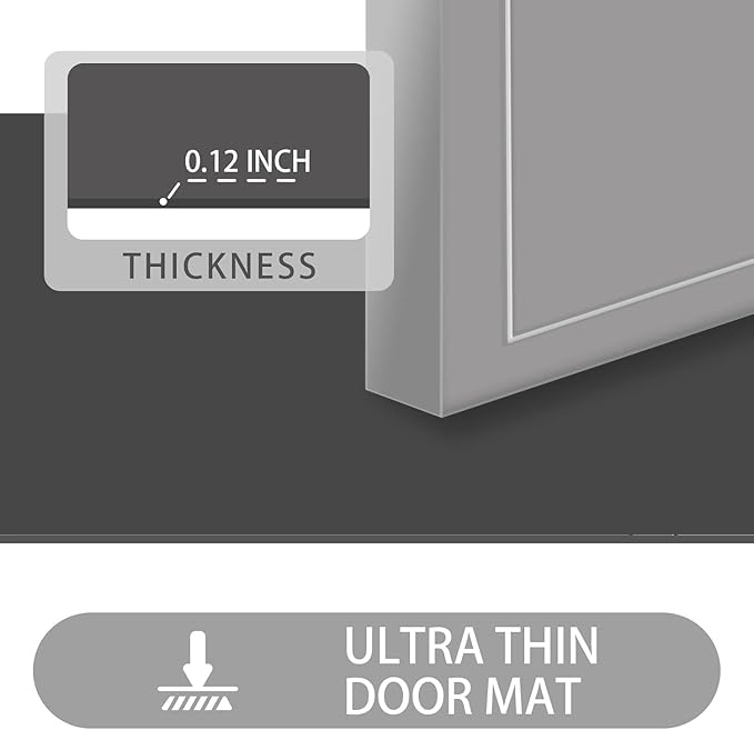Ultra Thin Door Mat Indoor Entrance, 1/10 in Thin Door Mats for Inside Entry, Non-Slip Rubber Backing Washable Doormat, Fade Resistant, Absorbent, Low Profile Dirt Trapper, 35"X24",Distressed