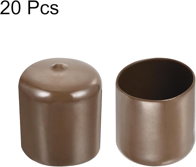 uxcell 20pcs Rubber End Caps 39mm(1 1/2") ID Vinyl PVC Round Tube Bolt Cap Cover Screw Thread Protectors Brown