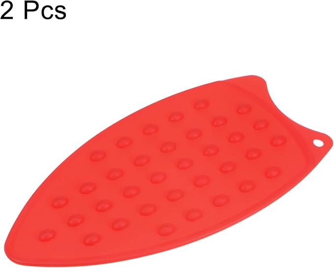 HARFINGTON 2pcs Silicone Iron Rest Pad, Multipurpose Iron Hot Resistant Mat Iron Rest Plate for Ironing Board Hot Heat Resistant Steam Compact Mat, Red