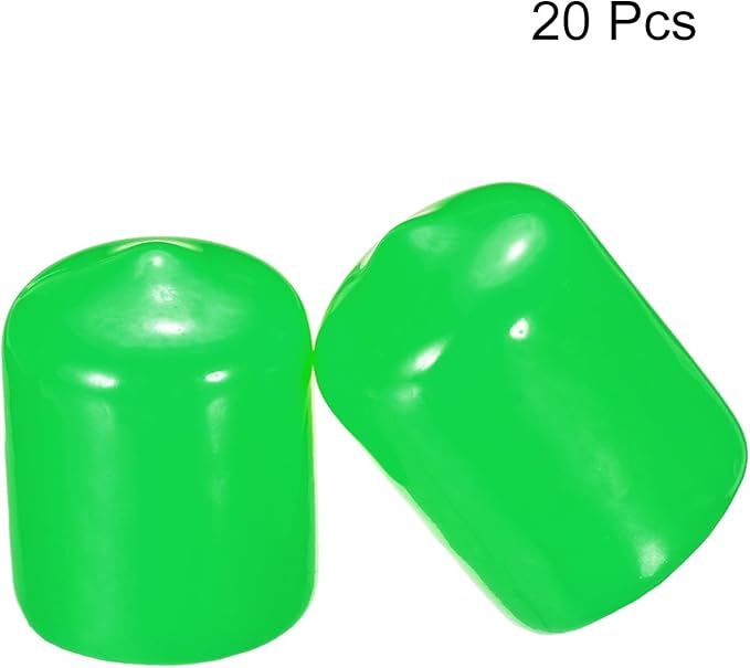 uxcell 20pcs Rubber End Caps 16mm(5/8") ID Vinyl PVC Round Tube Bolt Cap Cover Screw Thread Protectors Green