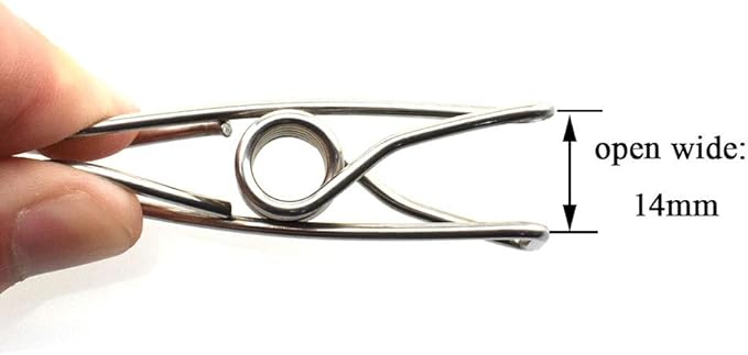 HAHIYO Clothespins Chip Clips All Metal Stainless Steel No Rust Stains Strong Grip in Heavy Wind 2.5 Inches 14 Pack Large Do Not Fall Apart Open Wide for Holding Clothes Snack Bag Clamps
