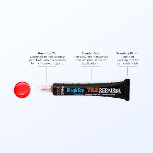 MagicEzy Tile Repair Kit: Porcelain Repair Kit - Ceramic Tile Repair Kit - Mix and Match Colors - Acrylic, Stone, Fiberglass - Wall Touch Up (Red)