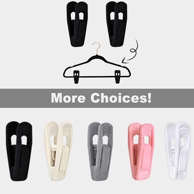 Black Velvet Hangers Clips 50 PCS, Non-Slip Velvet Clips for Suit Pant Skirt Hanger, Strong Finger Clips Perfect for Thin Flocking Hangers