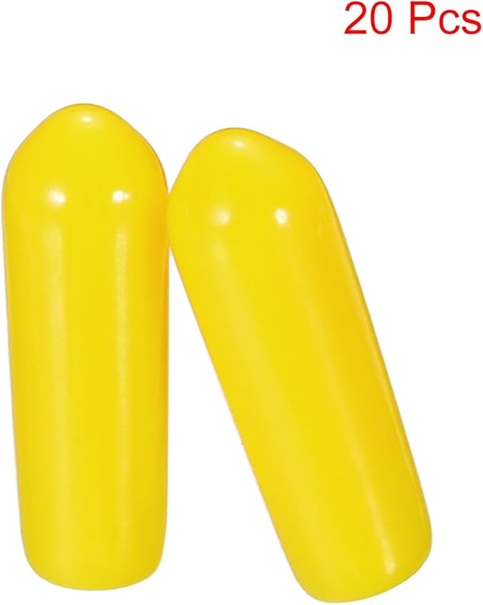 uxcell 20pcs Rubber End Caps 4mm ID Vinyl PVC Round Tube Bolt Cap Cover Screw Thread Protectors Yellow