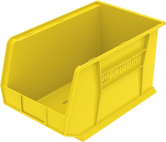 Akro-Mils 30260 AkroBins Plastic Storage Bins, Space-Saving Stackable Bins for Garage, Pantry, Craft Organization, 18-" x 11-" x 10-", Yellow, 6-Pack