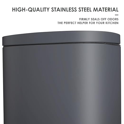 AthLike Trash Can, Stainless Steel Kitchen Garbage Can, Step Waste Bin with Hinged Lid and Removable Inner Bucket, Soft-Close, Dustbin for Bathroom Bedroom Living Room Home (Grey, 8 Gal)