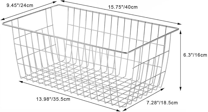 SANNO 15.7in Freezer Baskets Bins - Freezer Storage Containers Organizer for Office, Bathroom, Pantry