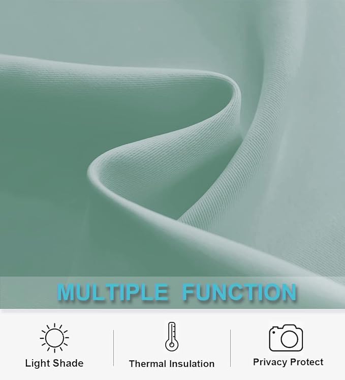 RYB HOME Aqua Blackout Curtains for Bedroom 63 inches Long - Thermal Insulated Curtains and Drapes Privacy Shades for Living Room Farmhouse Closet, W42 x L63 inch, 2 Panels