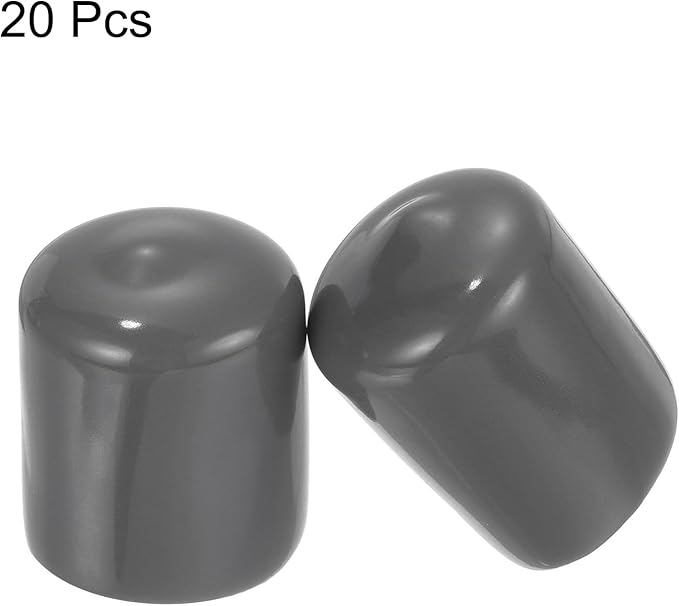 uxcell 20pcs Rubber End Caps 22mm ID Vinyl PVC Round Tube Bolt Cap Cover Screw Thread Protectors Dark Grey
