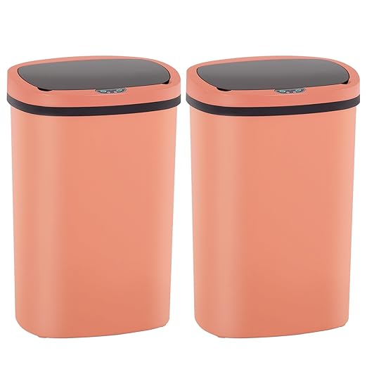 Automatic Motion Sensor Bathroom Trash Can with Lid, 13 Gallon Touchless Trash Bin, Smart Dog Proof Garbage Can, Touch Free Waste Basket for Toilet, Office, Bedroom,Pink,2