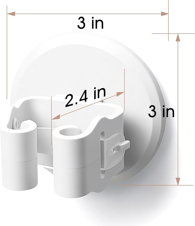 Mop Holder 3 Pack - Wall Mount Broom and Mop Grippers, No Drilling Self Adhesive Hooks, ABS Heavy Duty Storage Organizer for Kitchen, Garage, Bathroom