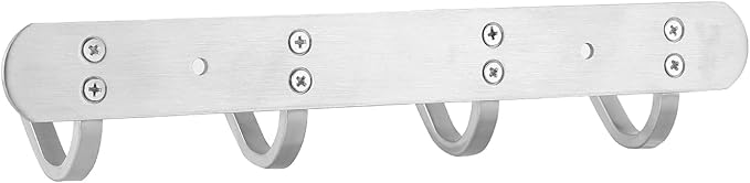 Coat Hook Wall Mount Towel Hook Rack with 4 Hooks 11-inch Hanger for Hanging Clothes, Bags, Keys, Easy to Install Rail for Bedroom, Bathroom, Entryway, Door, 304 Stainless Steel Brushed Nickel