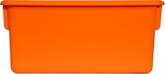 Wood Designs Cubby Storage Bin, Heavy Duty Plastic Containers for Kids Orange Cubby Tray Set of 10